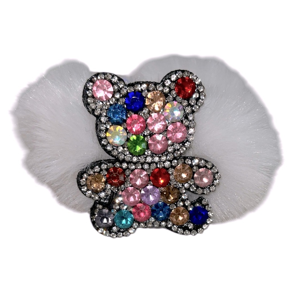 FUZZY JEWELED ELASTIC HAIR SCRUNCHY - Picture 2 of 6